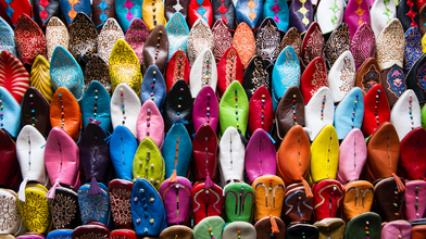 Colourful shoes in a marketplace