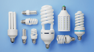 Lightbulbs on a blue background