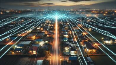 Brown green light trails on city