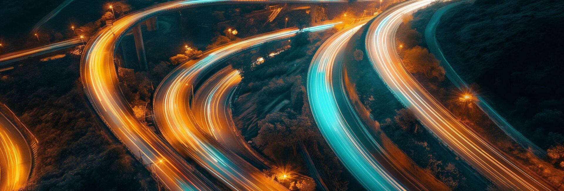 roads-city-lights-dark-at-night-orange-blue